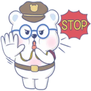 🐻 52d2e384 STOP 熊, 警察, 警官, 停止, 卡通 telegram sticker