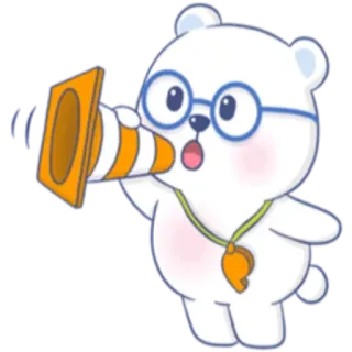 🐻 792b06d1 熊, 卡通, 动物, 可爱, 眼镜, 口哨 telegram sticker
