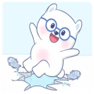 🐻 a77aea96 熊, 可爱, 鱼, 冰, 卡通, 动物 telegram sticker