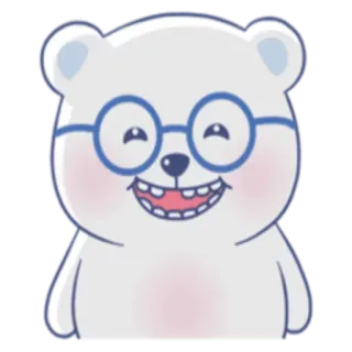 🐻 ddb631af 熊, 卡通, 眼镜, 可爱, 动物, 白色 telegram sticker
