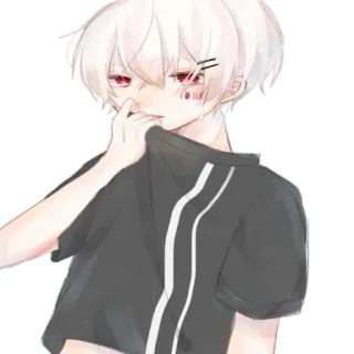 🤔 99a41bc3 Anime, Mangá, Garoto, Fofo, Kawaii, Cabelo branco, Olhos vermelhos telegram sticker