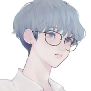 🙄 aba43bc0 anime, retrato, óculos, desenho animado, cabelo azul, menino, personagem telegram sticker