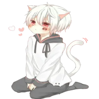 🐱 b002a13b Anime, Gato, Menino, Kawaii, Orelhas, Rabo telegram sticker