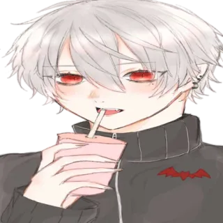 🥤 e9172ede anime, mangá, menino, olhos vermelhos, morcego, vampiro, fofo telegram sticker
