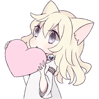 ❤️ 4858263d garota gato, anime, chibi, kawaii, coração, fofo telegram sticker