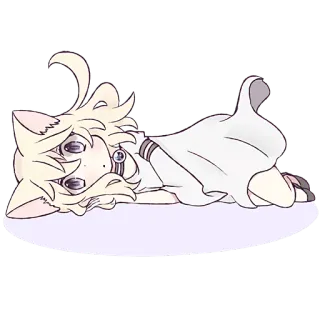 🫠 79f29df5 gato, anime, fofo, desenho animado, deitado, preguiçoso telegram sticker