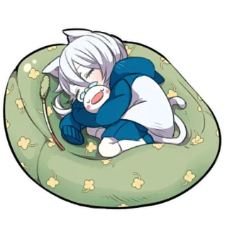 😴 49b76d7f kucing, anime, imut, kartun, stiker, tidur, telinga kucing, kawaii telegram sticker