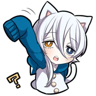😶 d166e3bc Anime, Catgirl, Tanda tanya, Kawaii, Lucu, Chibi telegram sticker
