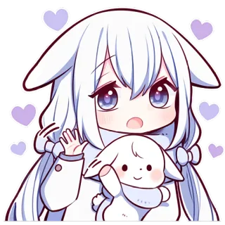 👋 75707190 Chica anime, Chibi, Lindo, Corazones, Dibujos animados, Mascota, Kawaii telegram sticker