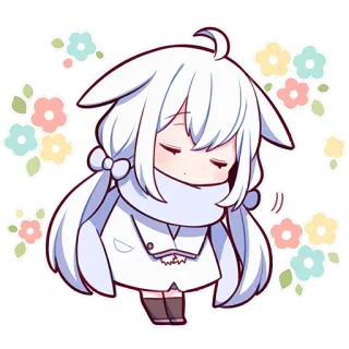 😌 8be315dd Chibi, Anime, Lindo, Chica, Flores, Bufanda, Invierno, Kawaii telegram sticker