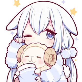 🥱 91a2fc7c Anime, Chica, Kawaii, Oveja, Peluche, Lindo, Estrellas telegram sticker