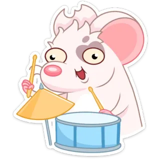 🥁 1c120de7 쥐, 드러머, 음악, 동물, 만화, 드럼, 음악가 telegram sticker