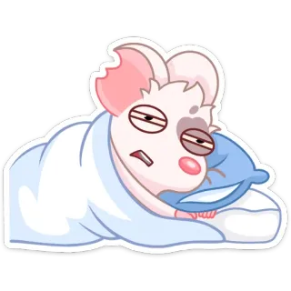 😴 3f493831 졸린, 쥐, 만화, 동물, 피곤한, 침대, 게으른 telegram sticker