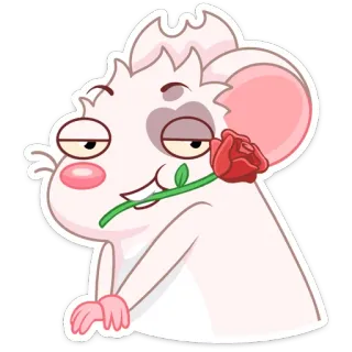 🌹 92b84e58 쥐, 동물, 장미, 꽃, 귀여운, 만화, 사랑, 로맨틱 telegram sticker