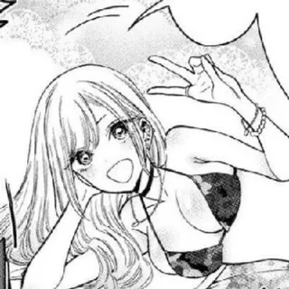 ⚪️ 1382974b anime, mangá, menina, cabelo loiro, sinal de paz, feliz, sorriso telegram sticker