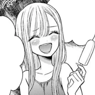⚪️ b05679e8 Anime, Mangá, Mulher, Sorvete, Sorriso, Feliz, Garota telegram sticker