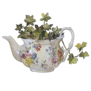 🌾 19e2c64a 茶壶, 花, 复古, 花园, 茶, 花卉 telegram sticker