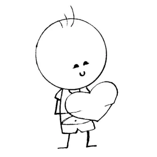 ☹️ e9d7dee9 bonhomme allumette, coeur, dessin animé, amour, mignon, minimaliste whatsapp sticker