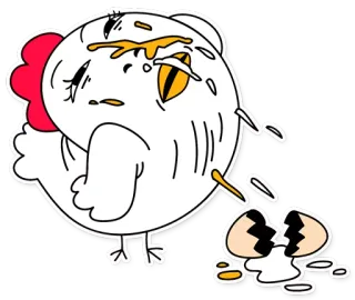 🐔 2e08f9cd Huhn, Ei, traurig, Cartoon, süß, Vogel, Tier telegram sticker