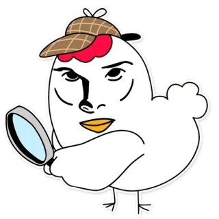 🐔 cee9755b Huhn, Detektiv, Lupe, Vogel, Cartoon, lustig telegram sticker