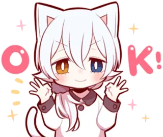 🆗 495d9259 OK! アニメ, 猫耳少年, かわいい, 可愛い, OK telegram sticker