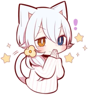 🙏 7597262a 猫, アニメ, かわいい, 可愛い, ちび, 漫画, マンガ, 獣耳 telegram sticker