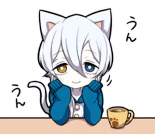 ☕ 29919f04 うん cat, anime, kawaii, cute, neko, chibi, manga telegram sticker