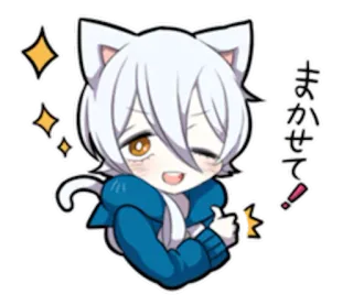 👍 6bffb39f まかせて! anime, cat, kawaii, sparkle, thumbs up, chibi telegram sticker