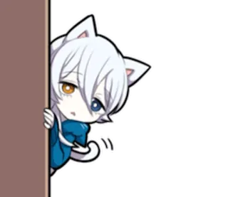 😯 b8e6b736 anime, cat, kawaii, cute, manga, neko, chibi telegram sticker