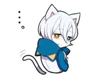 💬 bf17e2d8 anime, kawaii, cat, ghost, chibi, white hair, cute, manga telegram sticker