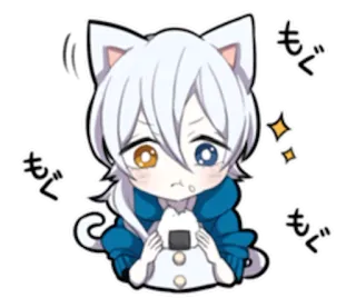 🍙 e864ea7b もぐ anime, cat, kawaii, cute, onigiri, mogu telegram sticker