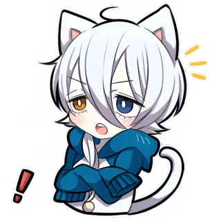 😤 256773e4 gatto, anime, chibi, kawaii, carino, sticker, punto esclamativo telegram sticker