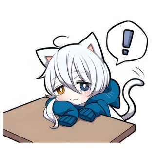 😇 e7871ad1 Anime, Gatto, Cartone animato, Carino, Kawaii, Manga, Punto esclamativo, Sticker telegram sticker