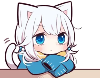 😐 086922f7 动漫, 猫娘, 可爱, Q版, 卡哇伊, 漫画, 猫耳 telegram sticker