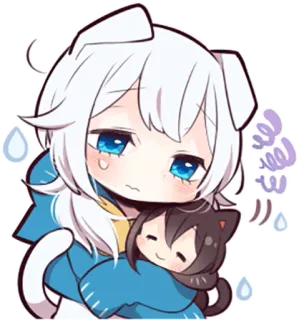 😓 24f3108c 动漫, 可爱, 卡哇伊, 狗, 猫, 拥抱, 伤心 telegram sticker