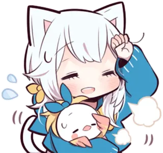 😅 fee6ddc1 动漫, 猫娘, Q版, 可爱, 卡通, 贴纸 telegram sticker