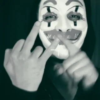 💻 79fe5efc doigt d'honneur, masque anonyme, offensant, geste, insultant whatsapp sticker