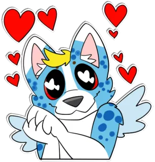 😍 4b7d85f9 mignon, coeurs, chien, animal, amour, dessin animé telegram sticker