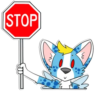 🛑 718bfc59 STOP panneau stop, furry, animal, attention, rouge telegram sticker