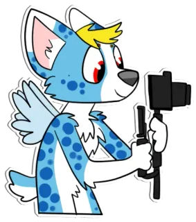 🎥 9f032b4d Furry, Anthro, Personnage, Animal, Dessin, Autocollant, Cartoon, Ailé, Caméra telegram sticker