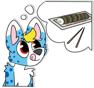 🍣 f3f5124b chien, sushi, nourriture, penser, dessin animé, autocollant telegram sticker