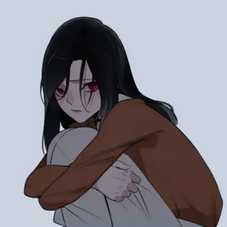 🖤 117a343b anime, goth, emo, sad, girl, red eyes, black hair telegram sticker