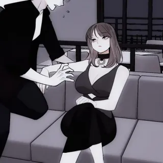 🖤 422aa7a5 woman, dress, anime, couple, cartoon, romance, love telegram sticker