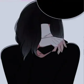 🖤 64db18b0 woman, black hair, illustration, sad telegram sticker