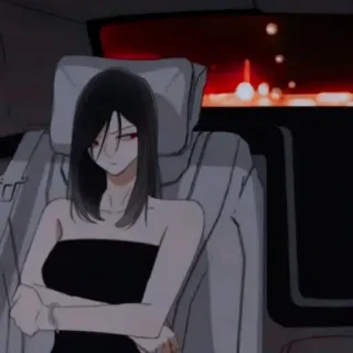 🖤 9949cde9 anime girl, car, night, woman, illustration telegram sticker