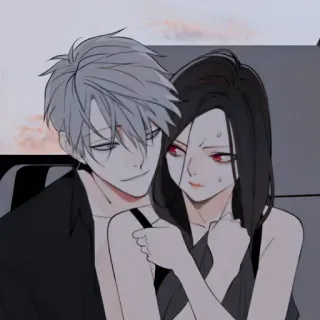 🖤 bfef4c78 anime, cartoon, couple, romance telegram sticker