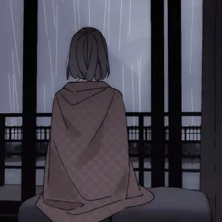 🖤 f5eb25ac rain, window, girl, pensive, sad, melancholy telegram sticker