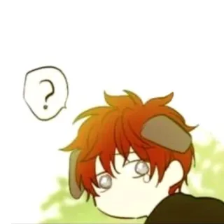😢 830a7145 Аниме, Мультфильм, Собачьи уши, Вопрос, Милый, Чиби telegram sticker