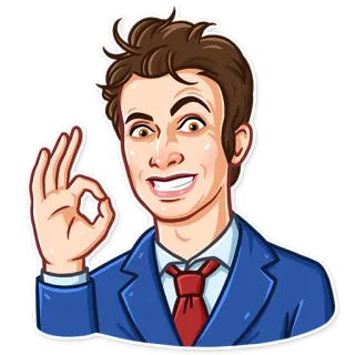 😁 677b9f8c 男性, スーツ, OK, ジェスチャー, ポジティブ telegram sticker