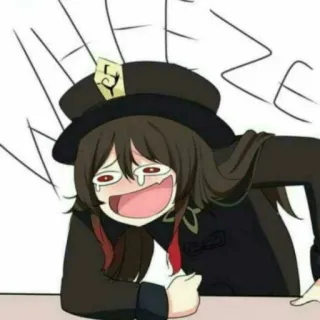 👻 3a8d221d Hu Tao Genshin Impact WHEEZE Anime, Genshin Impact, Hu Tao, Risata, Divertente, Meme whatsapp sticker